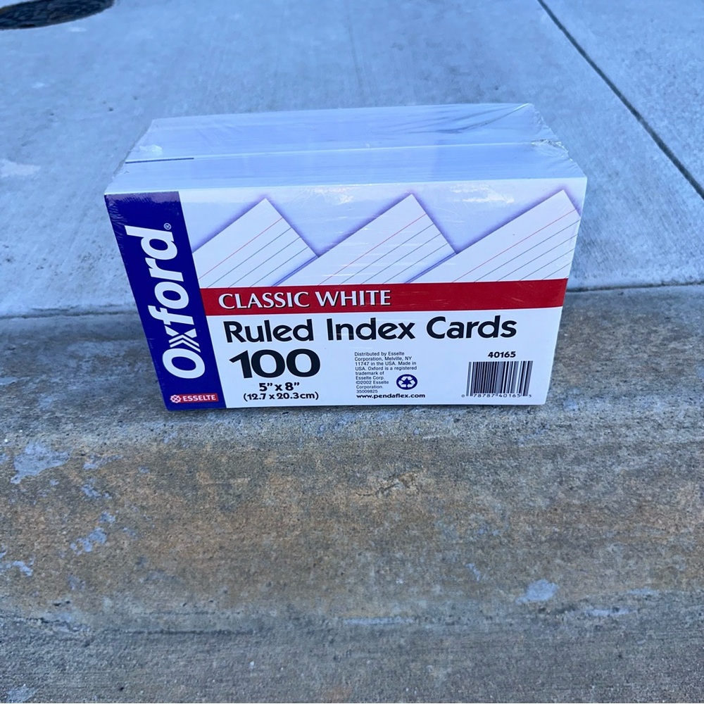 Lot Of 5 Oxford 100 White Ruled Index Cards 5" X 8" Item No: 40165 FactorySealed